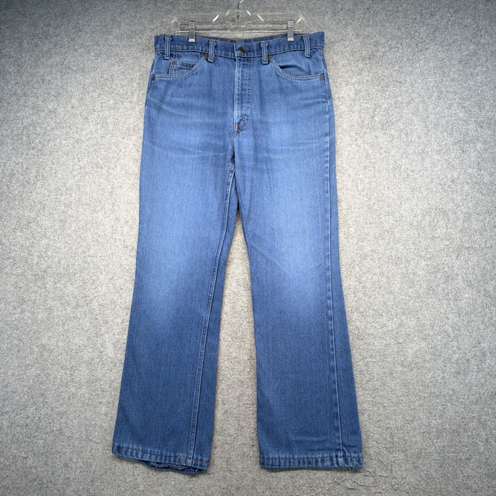 Vintage Levis 517 Bootcut Jeans 34x30 Made In USA Talon 42 Orange Tab 70s